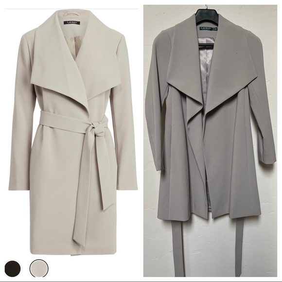 Lauren Ralph Lauren Jackets \u0026 Coats | Lauren Ralph Lauren Belted Drape Front Coat - Cork, Xs | Color: Cream/Gray | Size: Xs | Acp429's Closet
